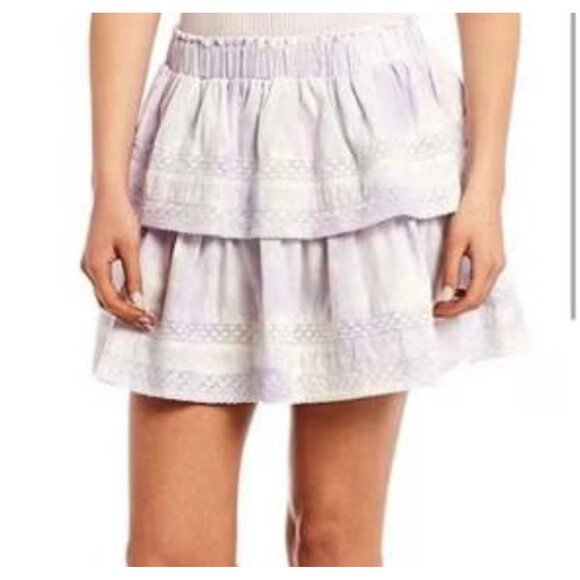 Chelsea & Violet Ruffle Linen Mini Skirt Size L NWT Lavender Pull-on Elastic